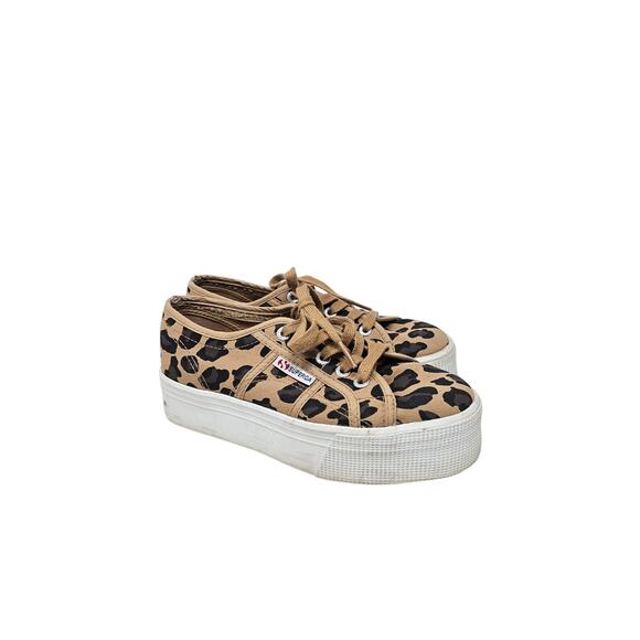 Superga 38 Platform Flatform Leopard Print Sneaker Casual Trainer Boho - Picture 5 of 6